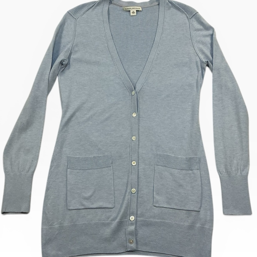 Banana Republic Light Blue V-Neck Button Up 2 Pocket Cardigan Sz. S